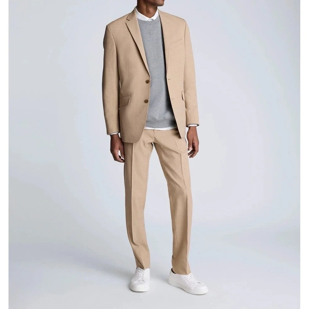 Kenneth Cole Reaction Mens Slim fit 2 Piece Suit 42S Pants 35W 32L Tan Brown